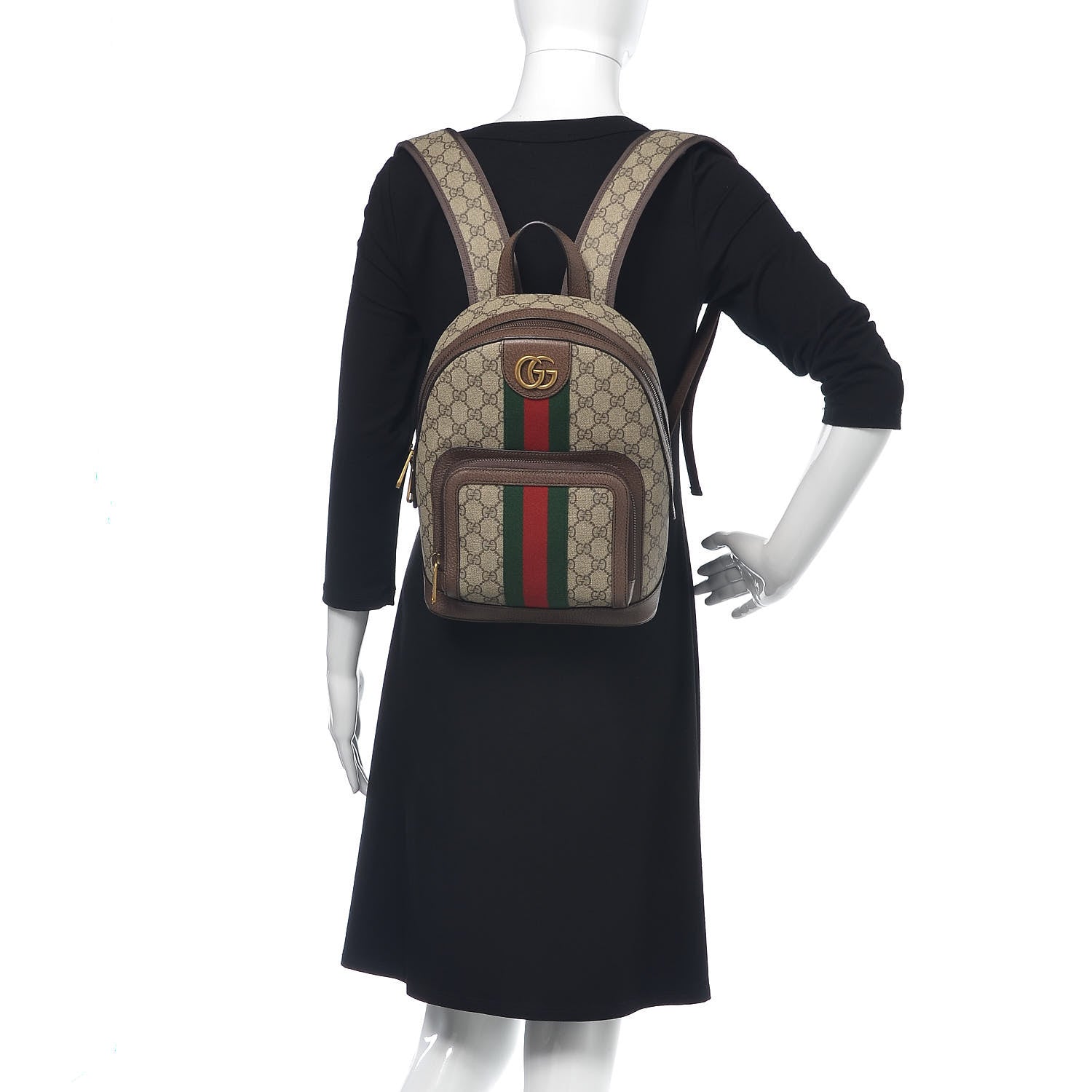 Gucci GG Supreme Monogram Calfskin Web Small Ophidia Day Backpack Beige Ebony New Acero 2 of 10