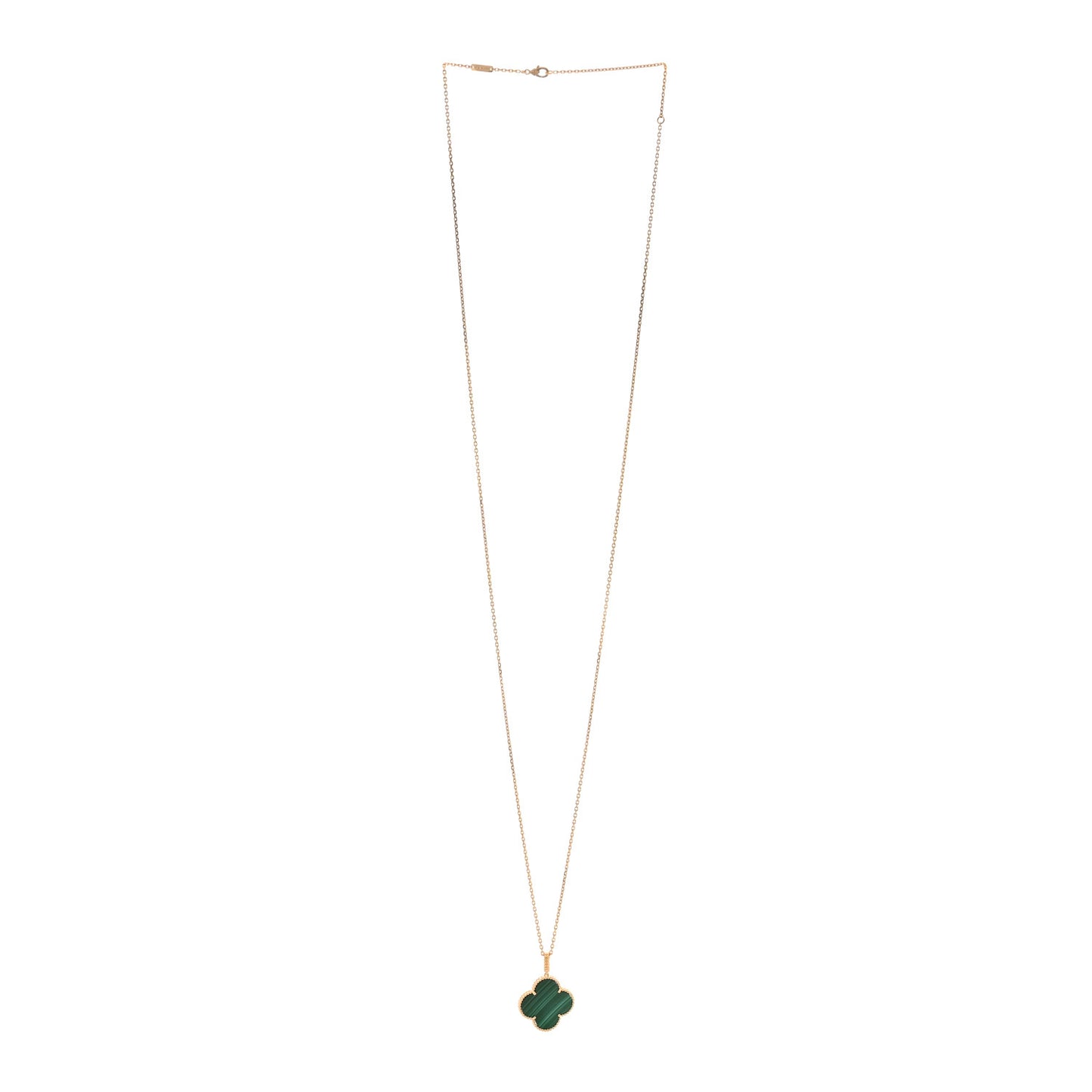 18K Yellow Gold Malachite Magic Alhambra Pendant Necklace
