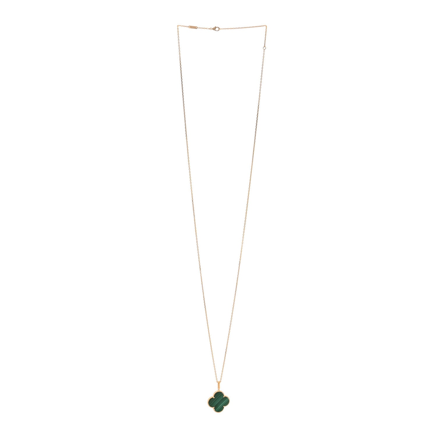 Van Cleef & Arpels 18K Yellow Gold Malachite Magic Alhambra Pendant Necklace 3 of 6