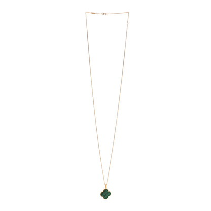 Van Cleef & Arpels 18K Yellow Gold Malachite Magic Alhambra Pendant Necklace 3 of 6