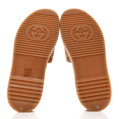 Gucci Canvas GG Monogram Angelina Platform Slide Sandals 41 Beige Ruggine 5 of 8