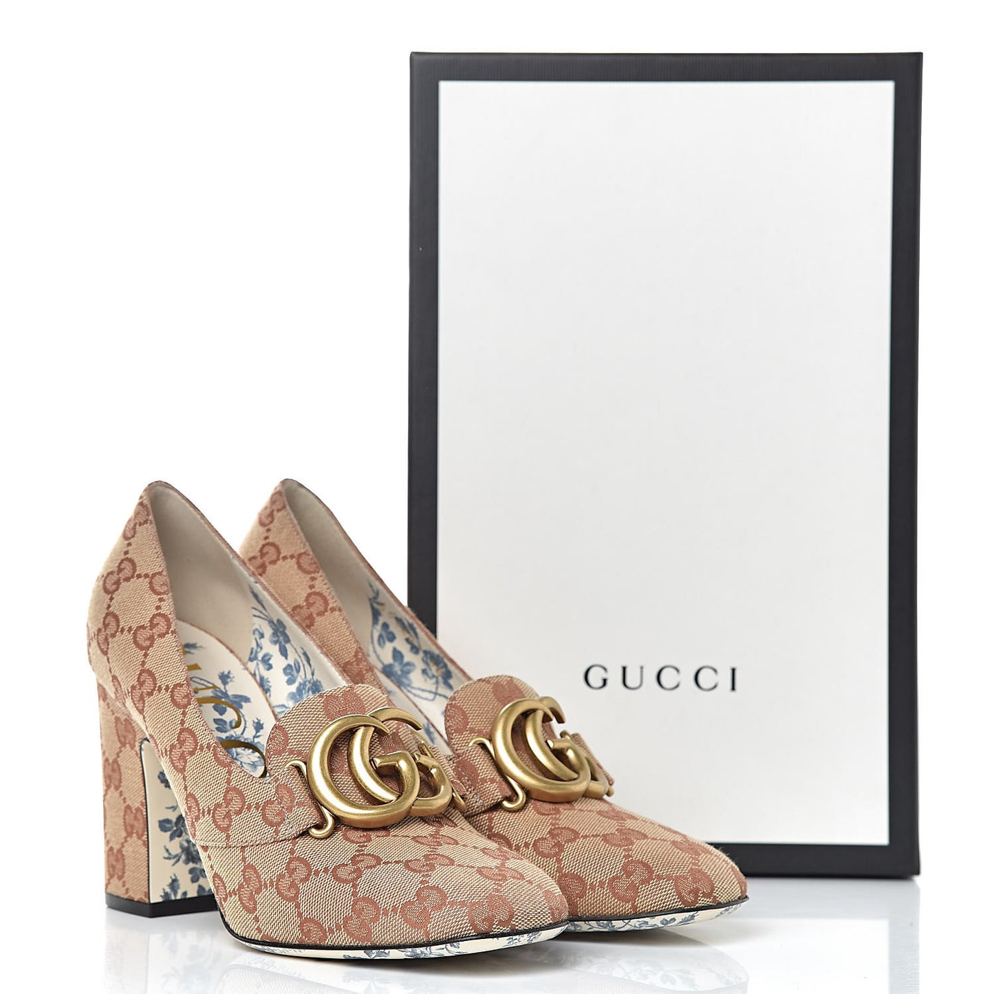 Monogram GG Victoire 95mm Loafer Pumps 38 Beige Ruggine