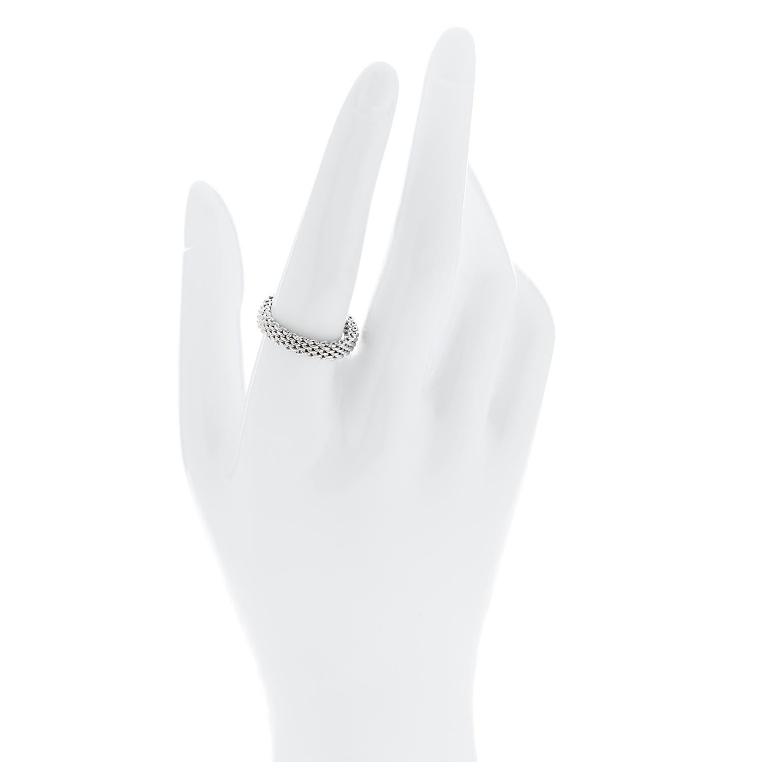 Tiffany 18K White Gold Narrow Mesh Somerset Ring 58 8.5 2 of 4