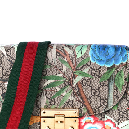 Gucci GG Supreme Monogram Tian Web Medium Padlock Messenger Shoulder Bag Beige Multicolor New Acero 10 of 12