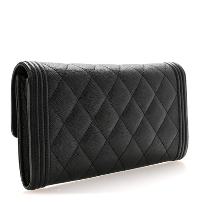 Chanel Caviar Quilted Long Boy Flap Wallet Black 3 of 8