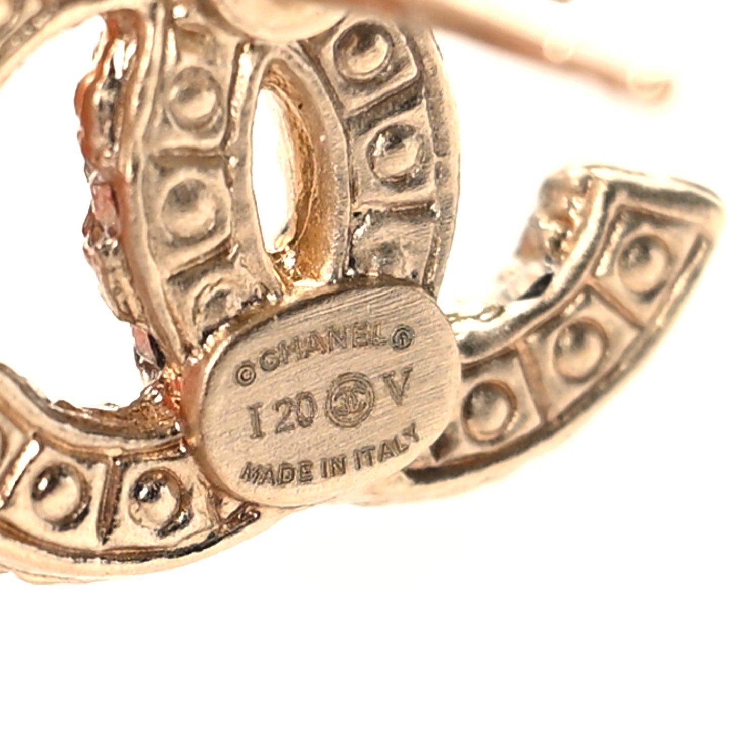 Pearl Crystal CC Earrings Light Gold