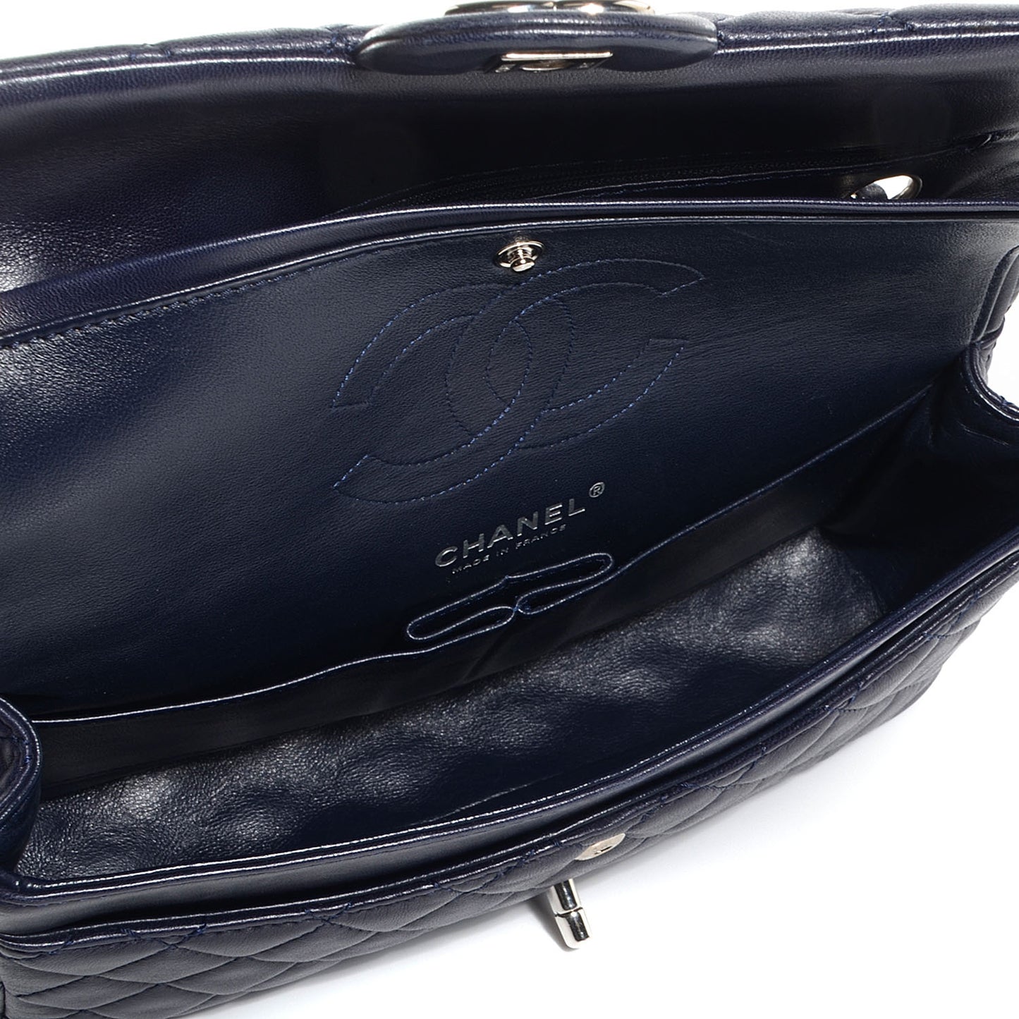 Lambskin Medium Double Flap Navy