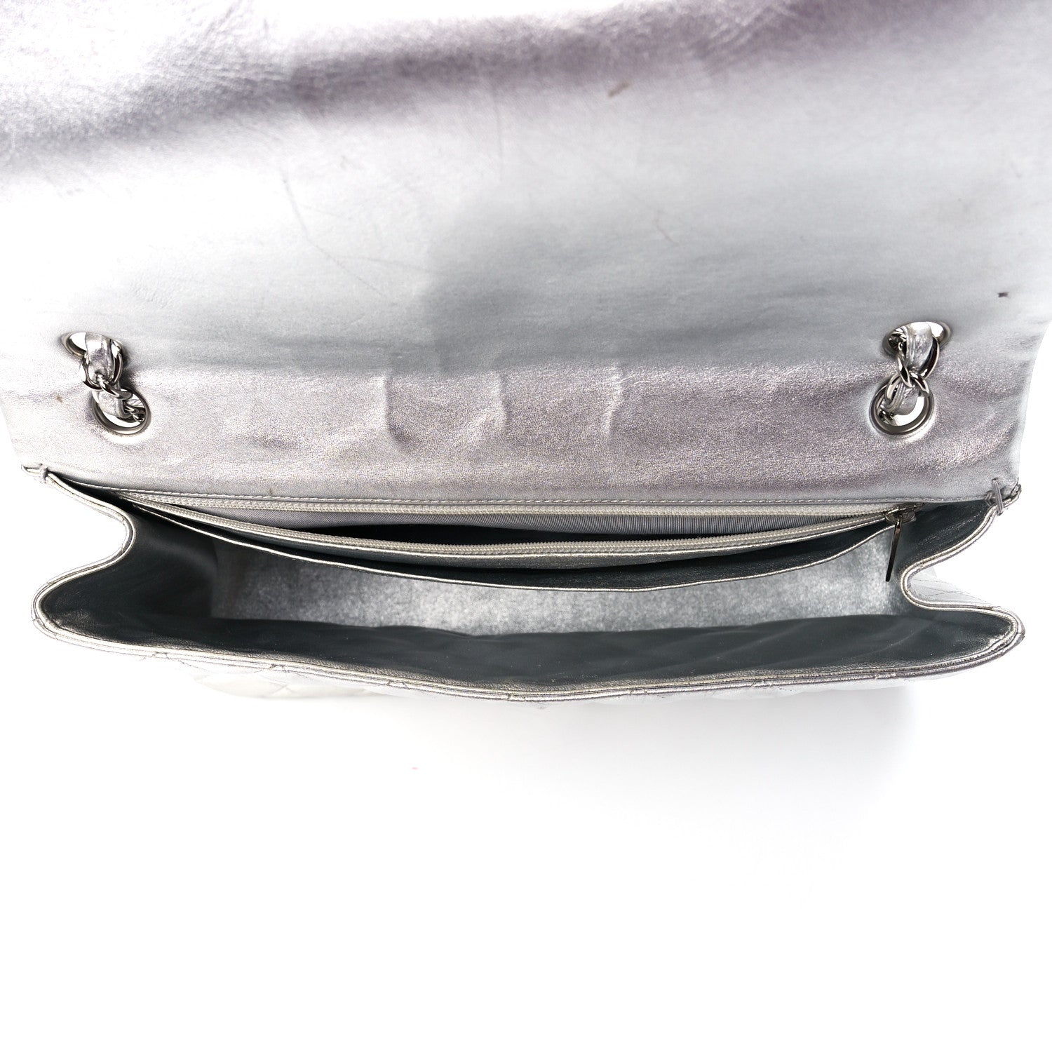 Chanel Metallic Lambskin Quilted Maxi Single Flap Silver 5 of 13