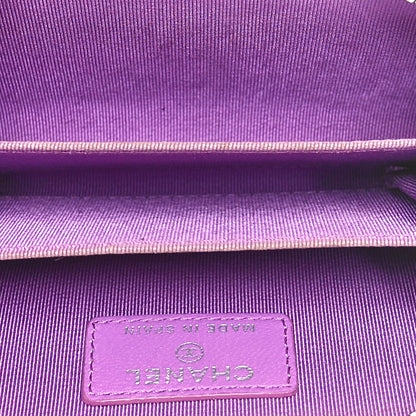 Chanel Lambskin Quilted Zip Around Coin Purse Wallet Purple 5 of 8
