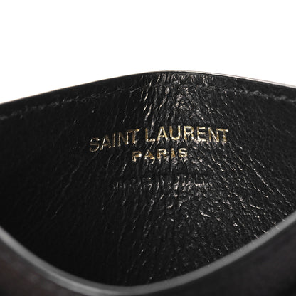 Saint Laurent Grain De Poudre Matelasse Chevron Monogram Credit Card Case Black 6 of 7