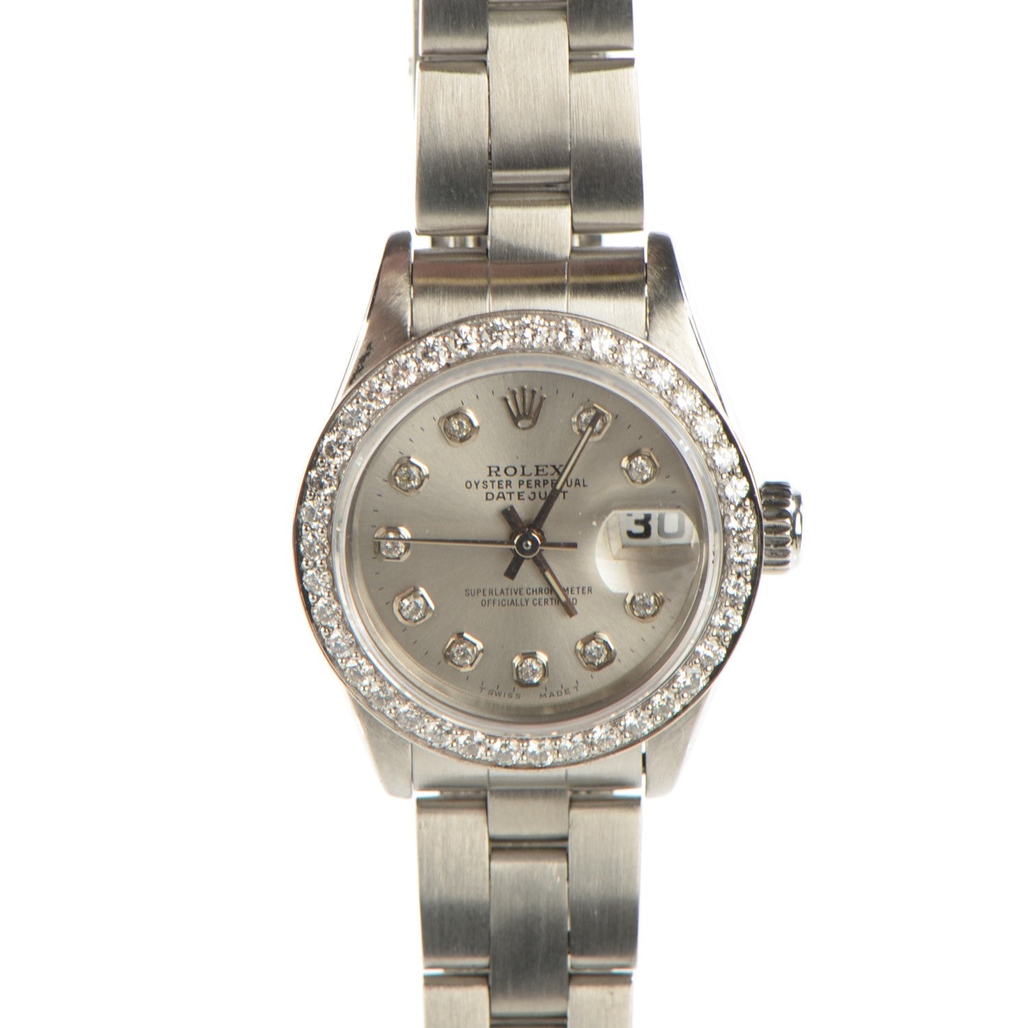 Rolex Stainless Steel Diamond 26mm Oyster Perpetual Datejust Watch Silver 69160 1 of 8