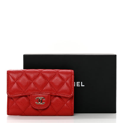 Chanel Caviar Quilted Flap Card Holder Wallet Red 9 of 9
