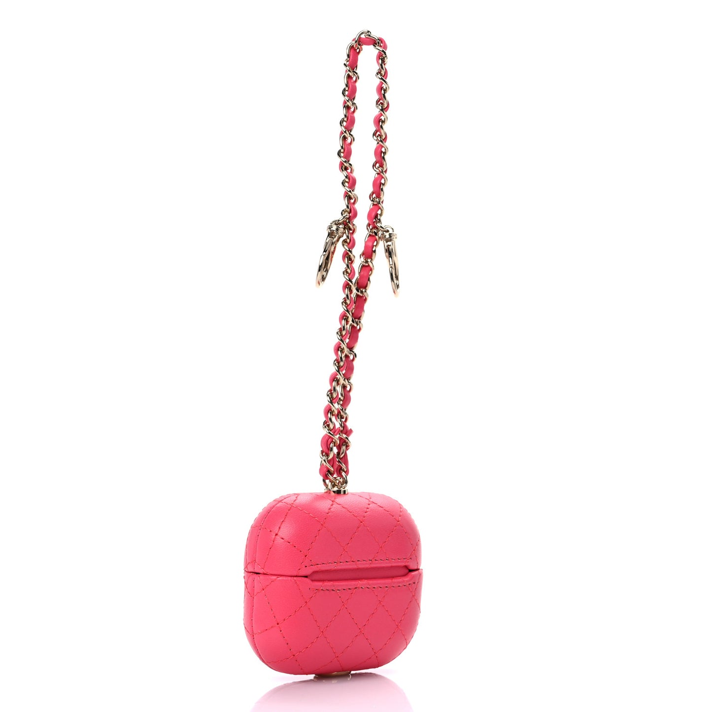 Lambskin Quilted Airpods Pro Case With Chain Pink