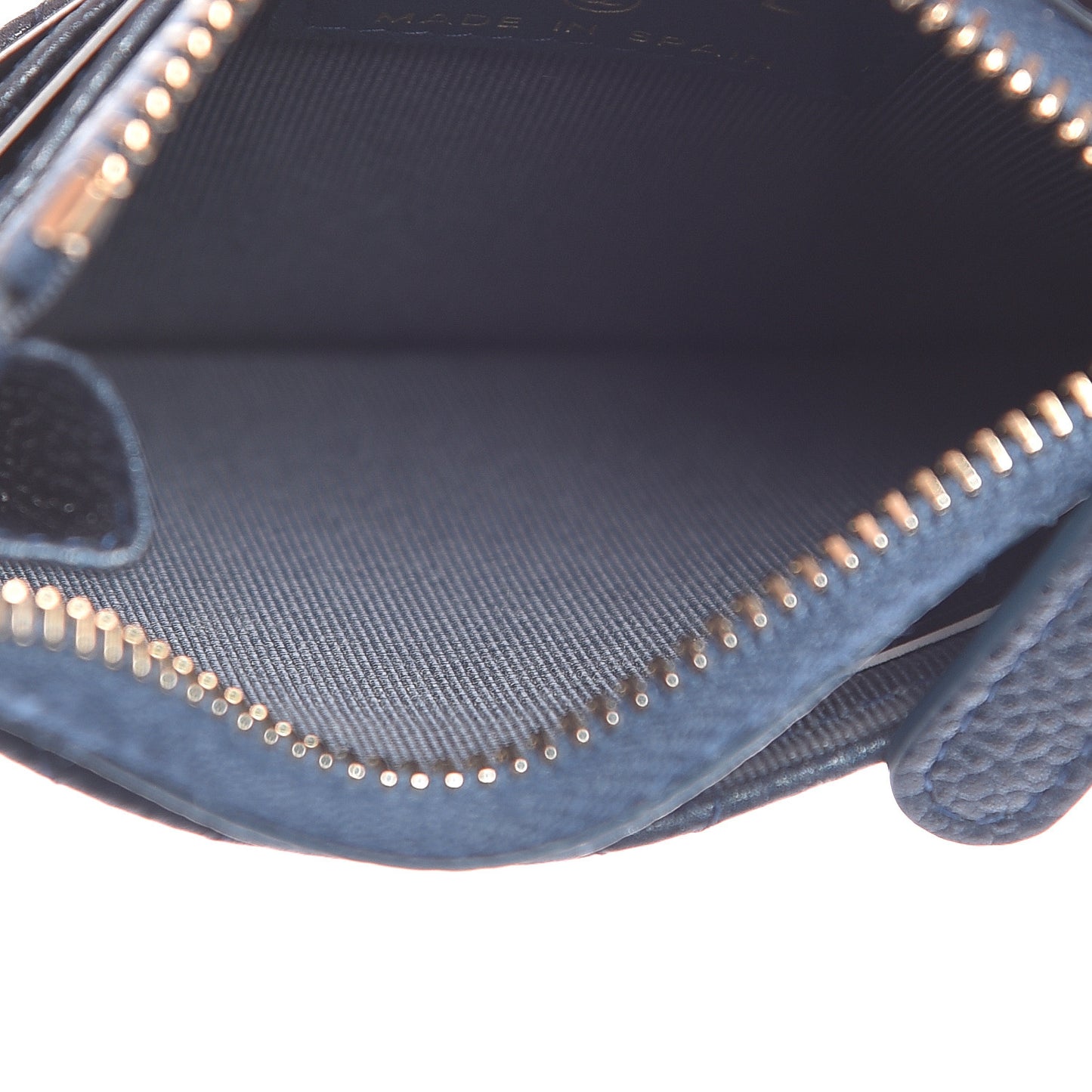 Metallic Caviar Quilted CC Zip Card Holder Dark Blue
