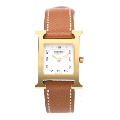Hermes Stainless Steel Epsom 21mm Heure H Hour Quartz Watch Gold 1 of 5