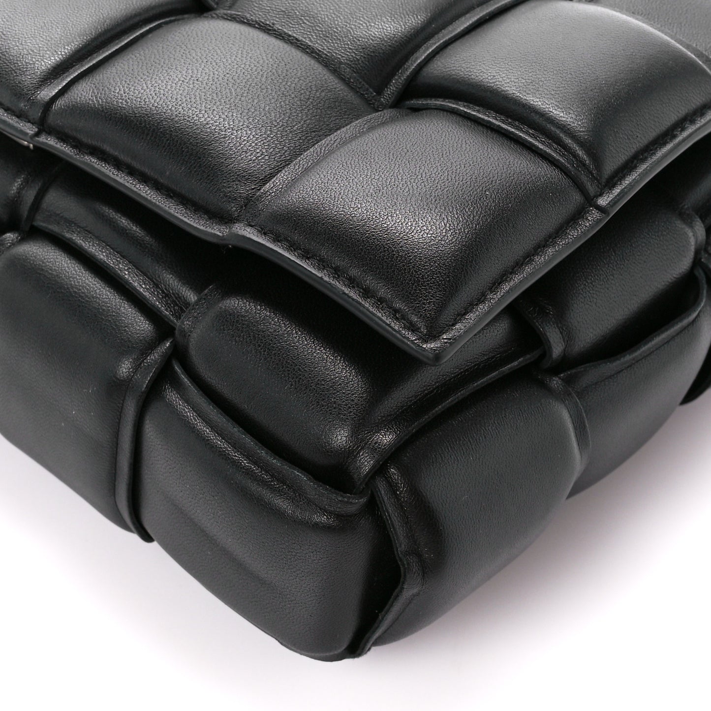Lambskin Maxi Intreccio Padded Chain Cassette Crossbody Bag Black