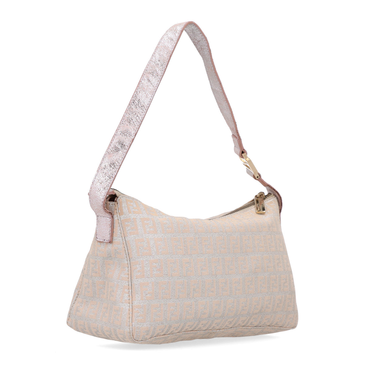 Metallic Jacquard Zucchino Vitello Pochette Cipria Argento Grigio