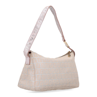 Fendi Metallic Jacquard Zucchino Vitello Pochette Cipria Argento Grigio 3 of 10