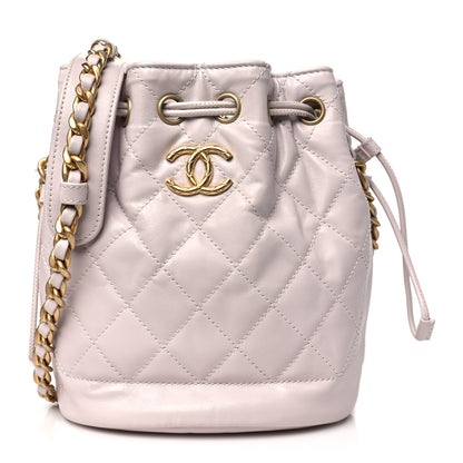 Chanel Shiny Aged Calfskin CC Chain Drawstring Bag Light Purple 1 of 10