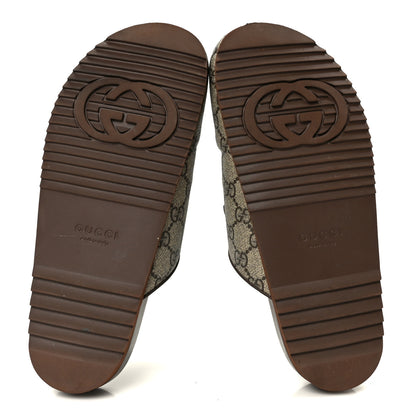 Gucci GG Supreme Monogram Miro Soft Calfskin Womens Horsebit Slippers 38 Beige Ebony New Acero 6 of 10