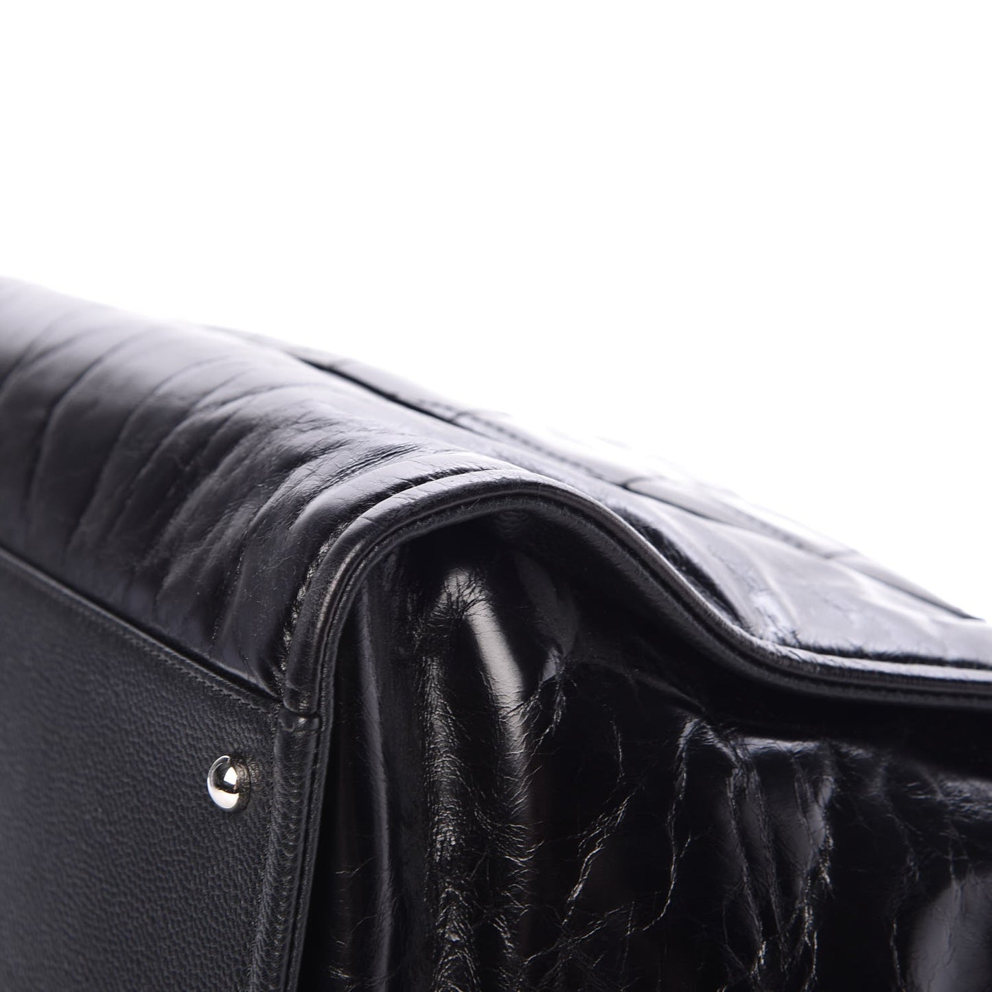 Glazed Calfskin Large Deauville Tote Black