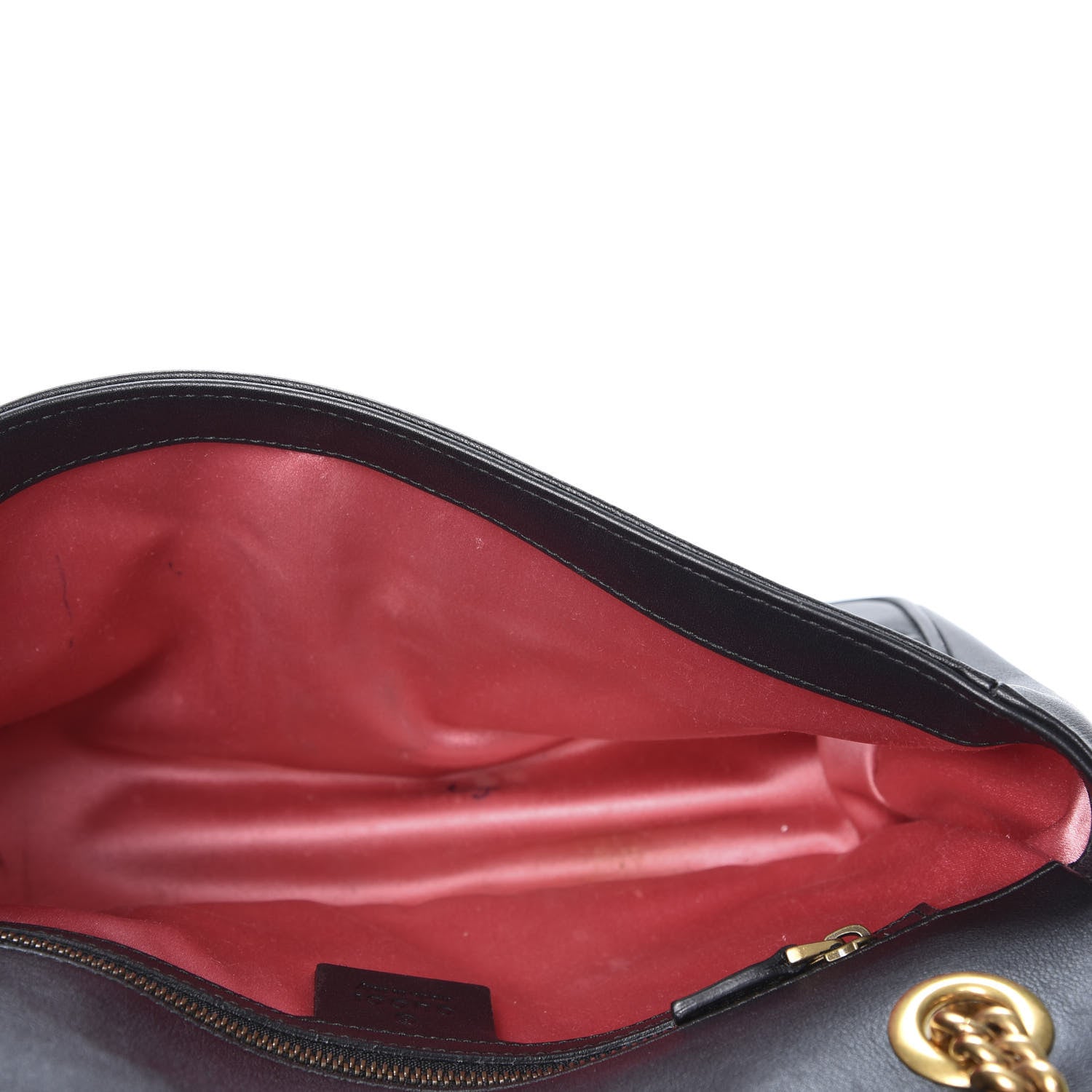 Gucci Calfskin Matelasse Small GG Marmont Shoulder Bag Black White 4 of 11