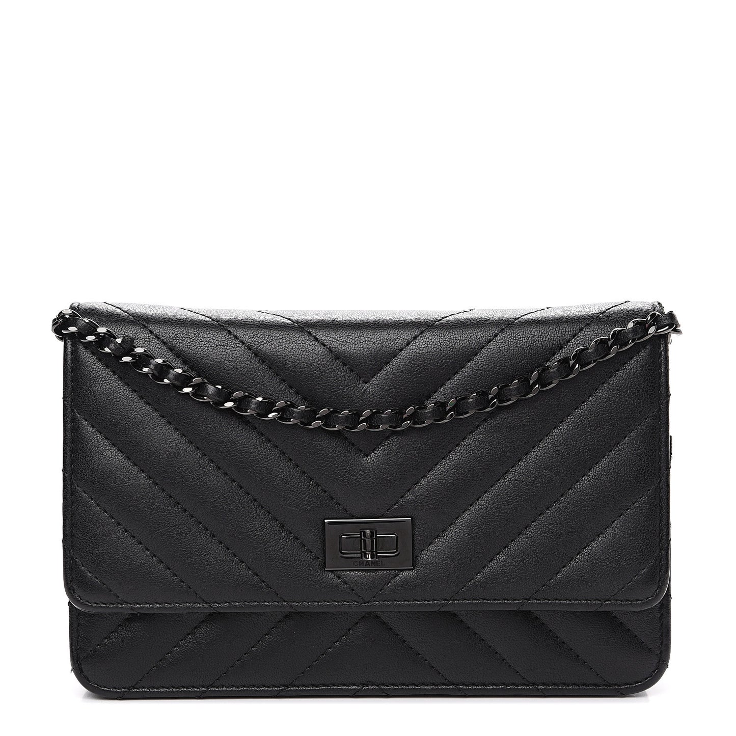 Sheepskin Chevron Reissue Wallet On Chain WOC So Black