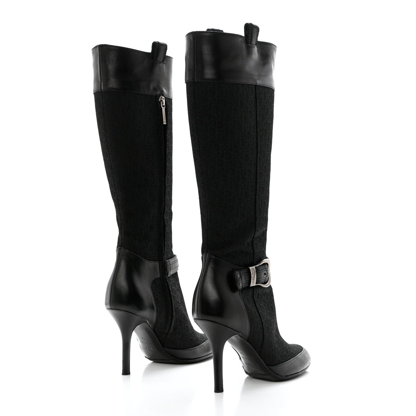 Monogram Buckle Tall Boots 36 Black