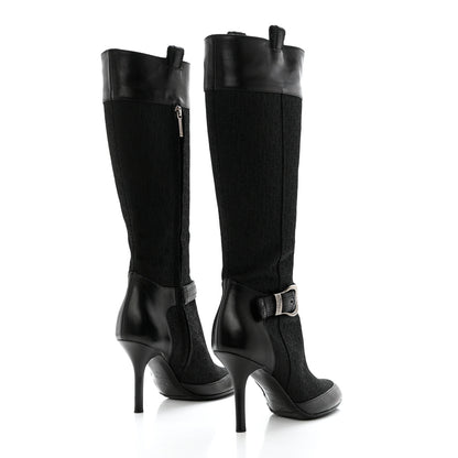 Christian Dior Monogram Buckle Tall Boots 36 Black 4 of 9