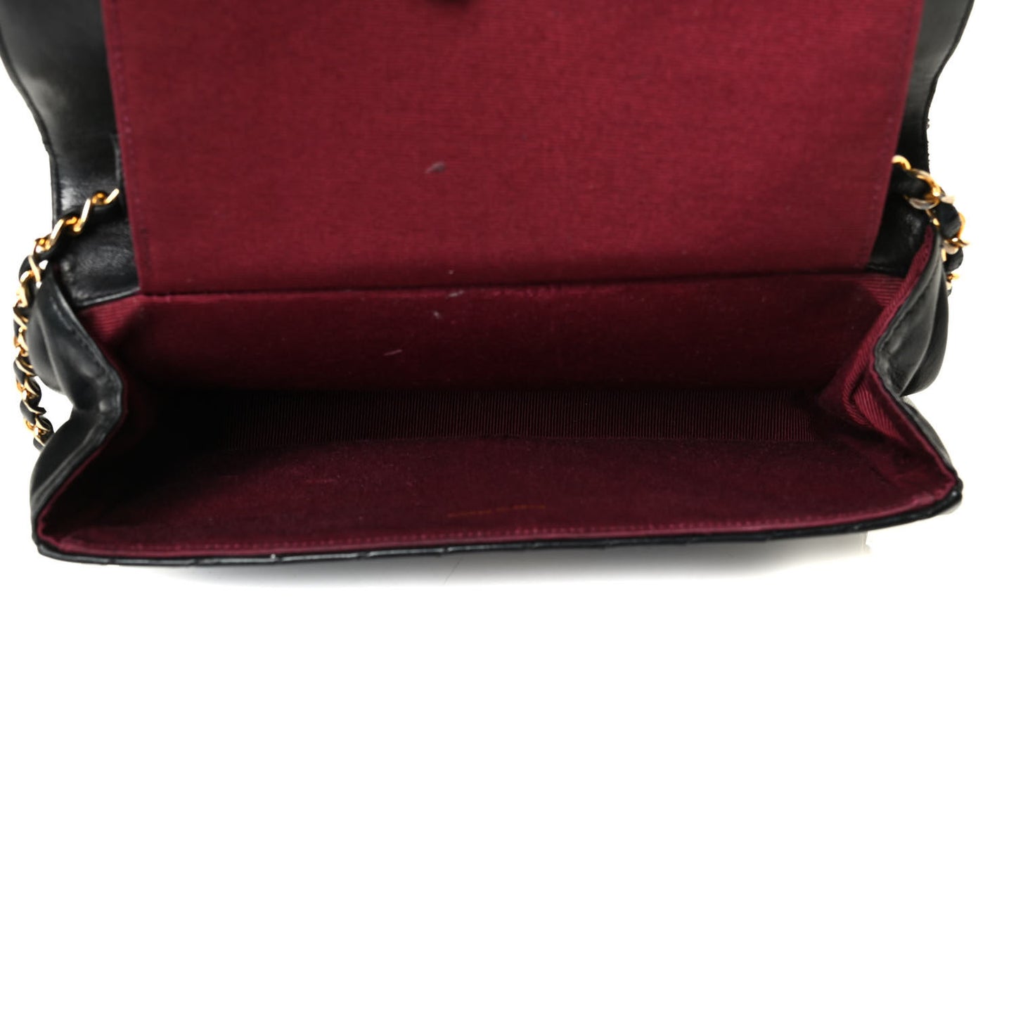 Lambskin Diagonal Quilted Small Single Flap Black