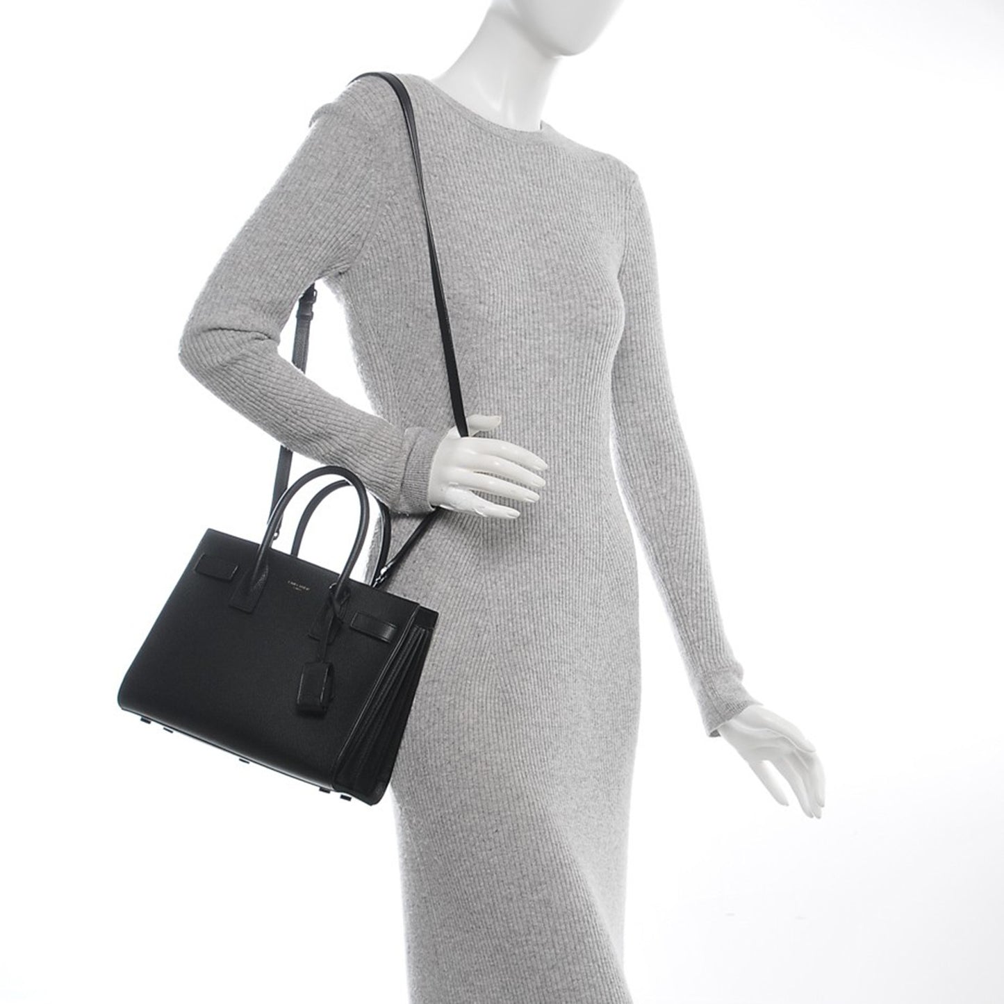 Grained Calfskin Baby Sac De Jour Black