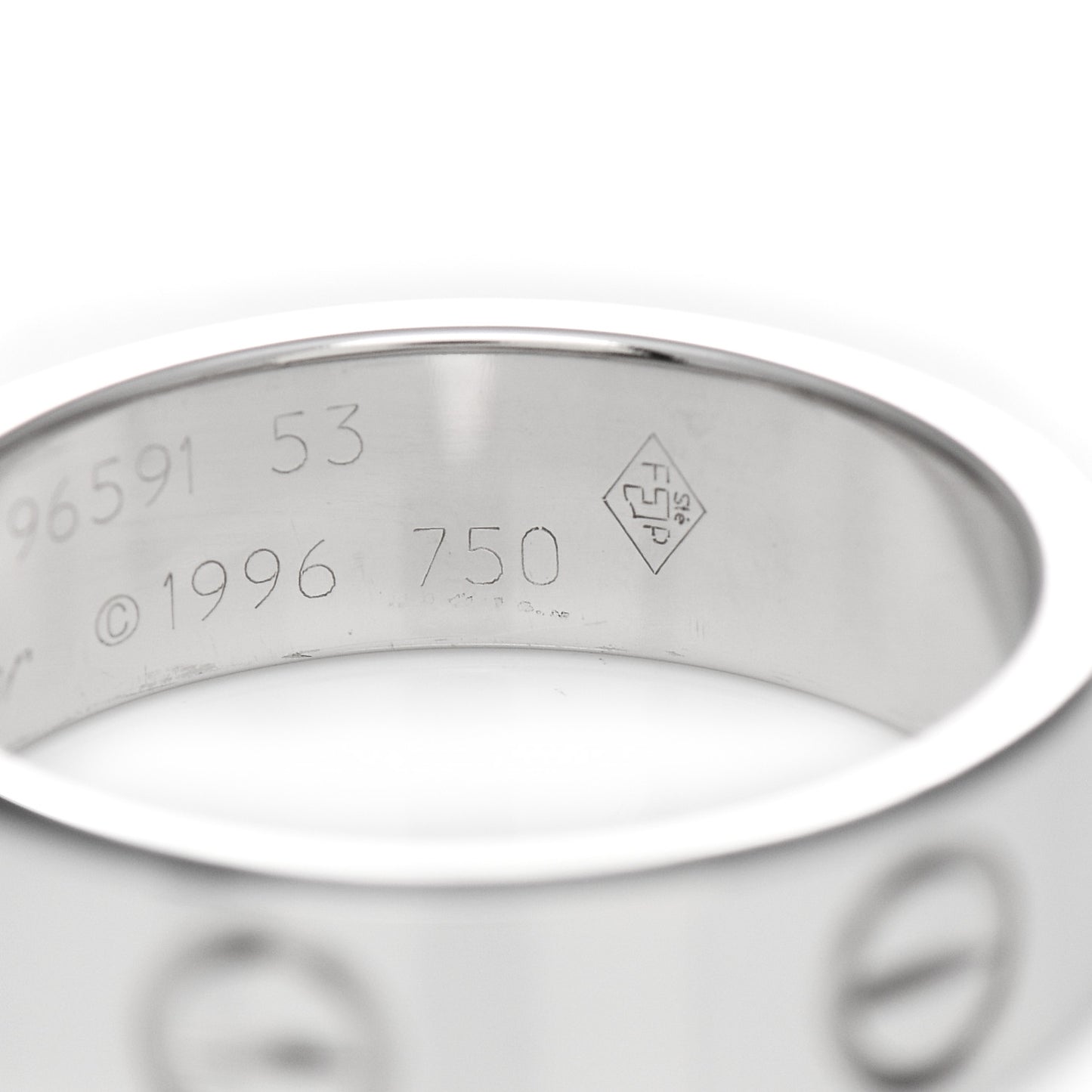 18K White Gold 5.5mm LOVE Ring 53 6.25