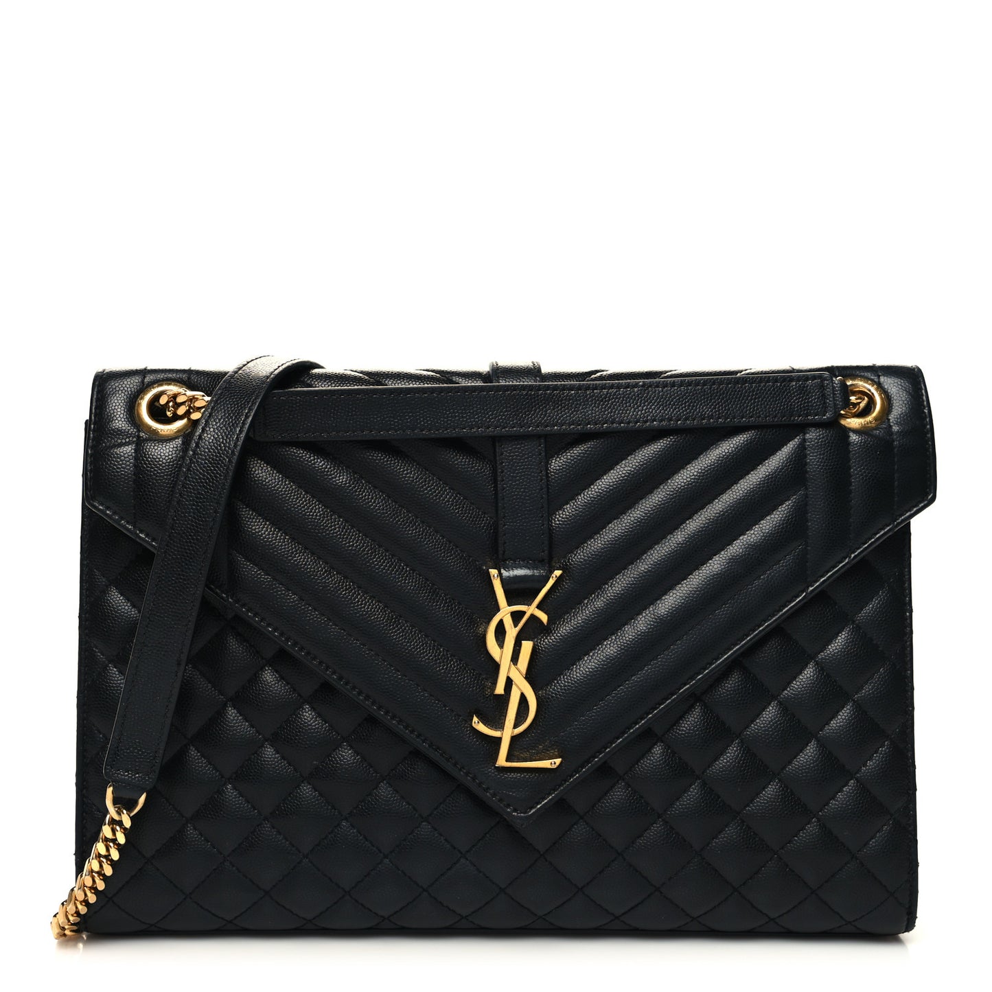 Grain De Poudre Textured Mixed Matelasse Large Triquilt Monogram Satchel Black