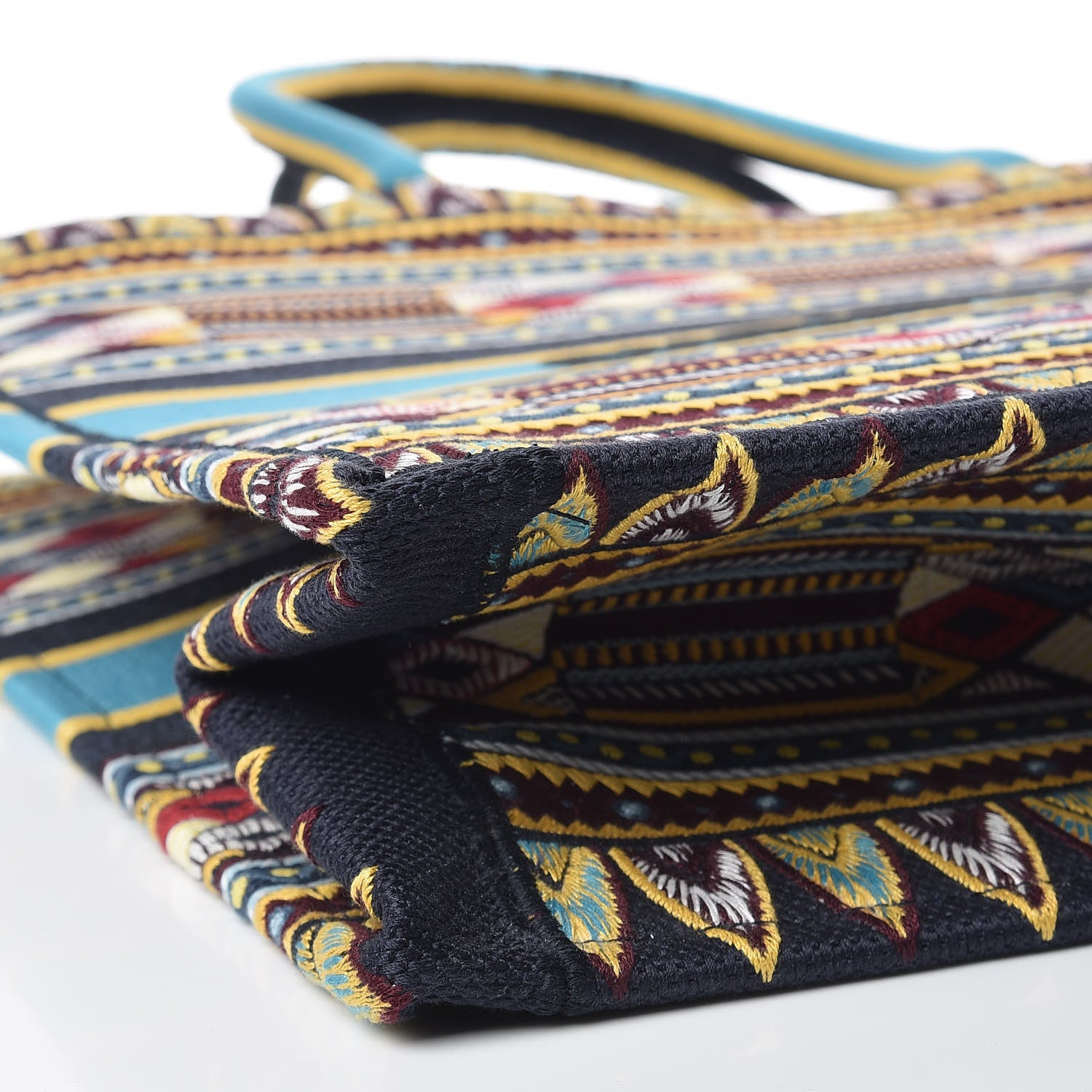 Christian Dior Canvas Embroidered Book Tote Blue Multicolor 8 of 10