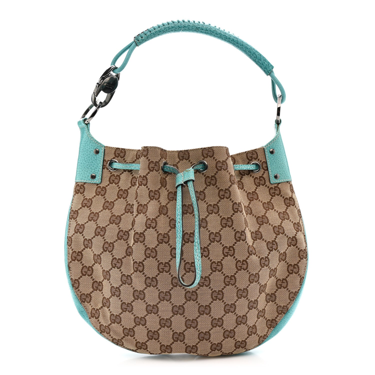 Gucci Monogram Drawstring Hobo Turquoise 1 of 15