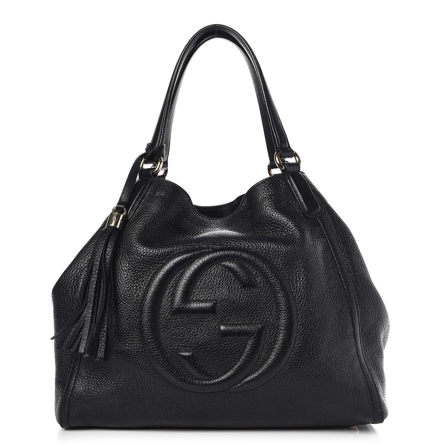 Pebbled Calfskin Medium Soho Shoulder Bag Black