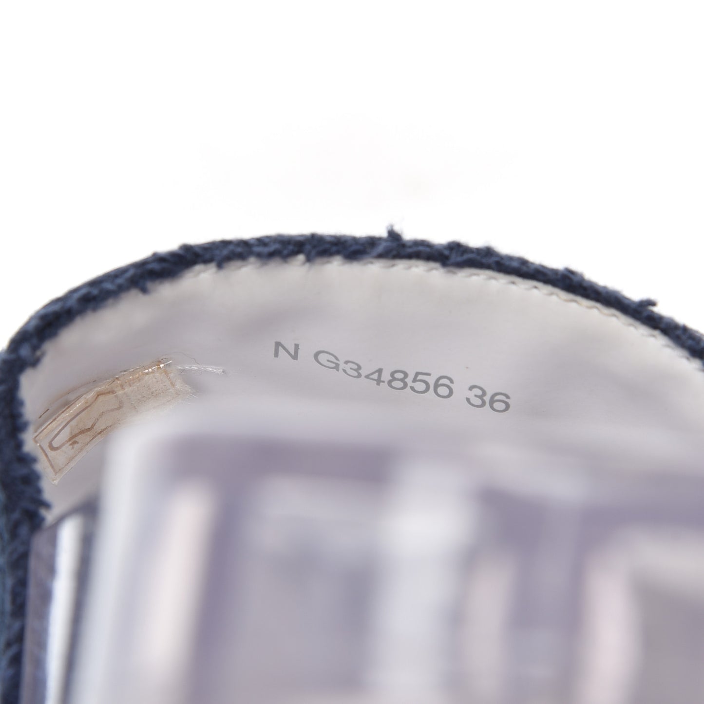 PVC Transparent Fabric CC Flat Slide Sandals 36 Navy