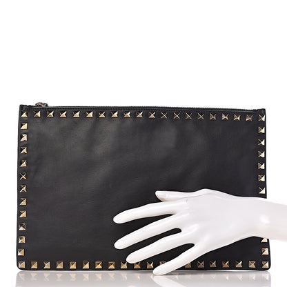 Valentino Garavani Vitello Large Rockstud Zip Pouch Black 2 of 6
