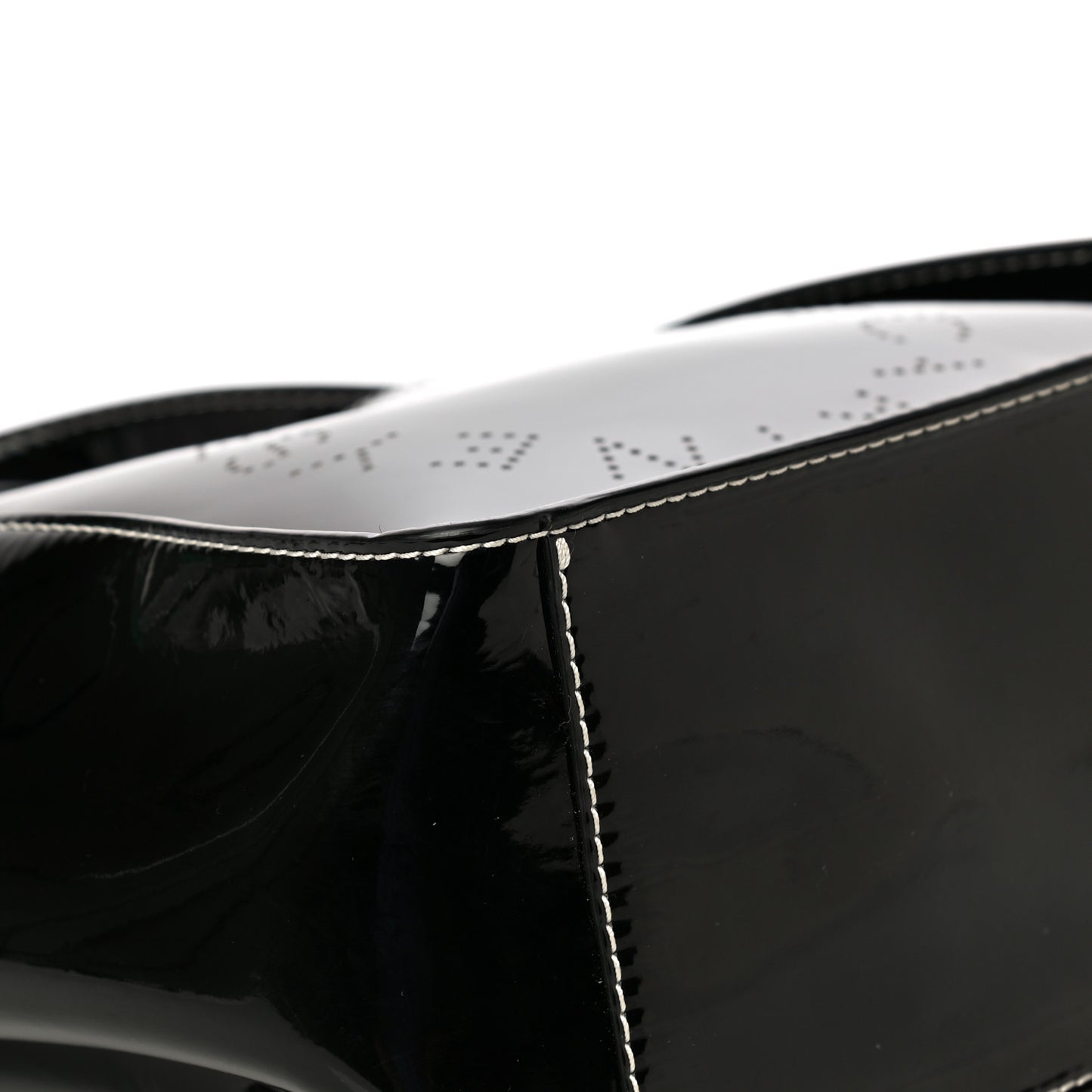 Patent East West Perforated Tote Black