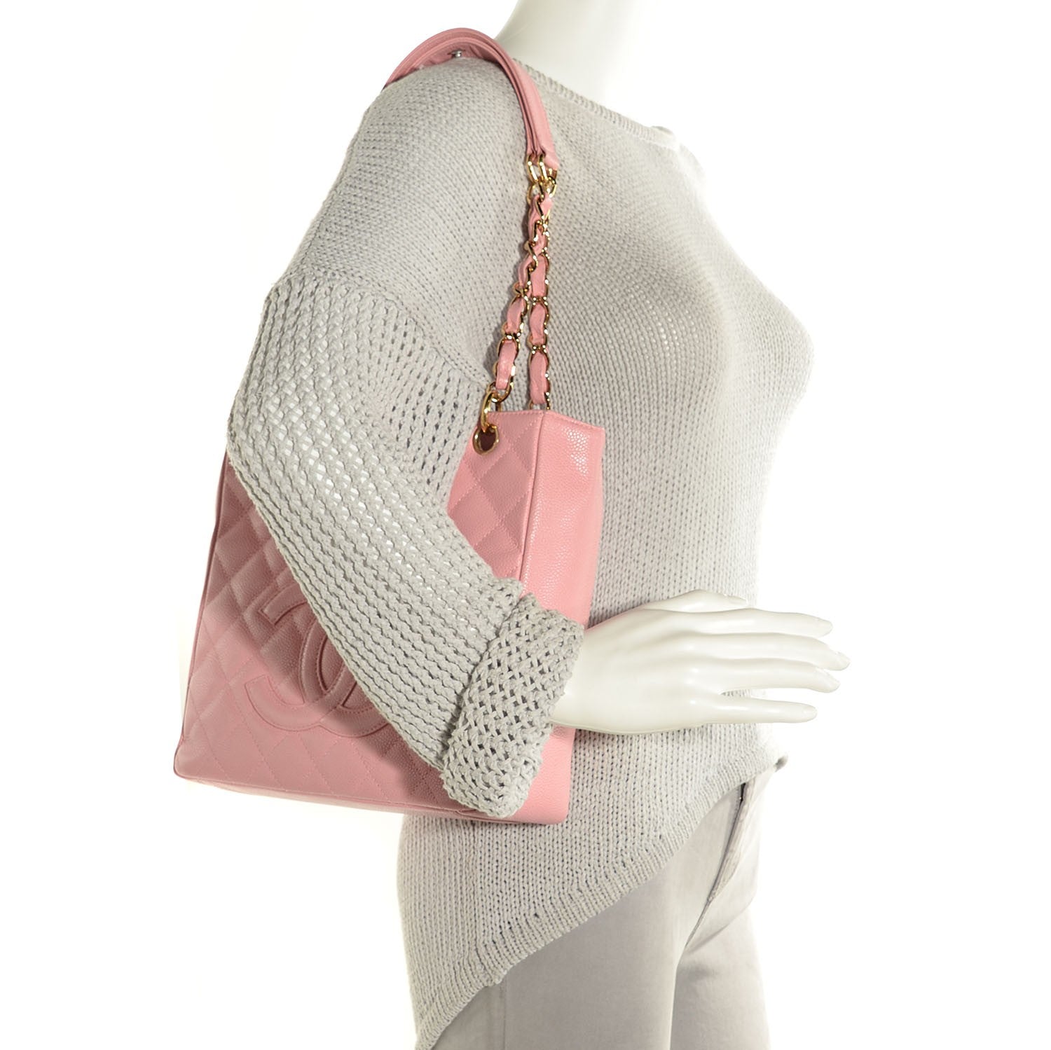 Chanel Caviar Quilted Petit Shopping Tote PST Pink 2 of 8