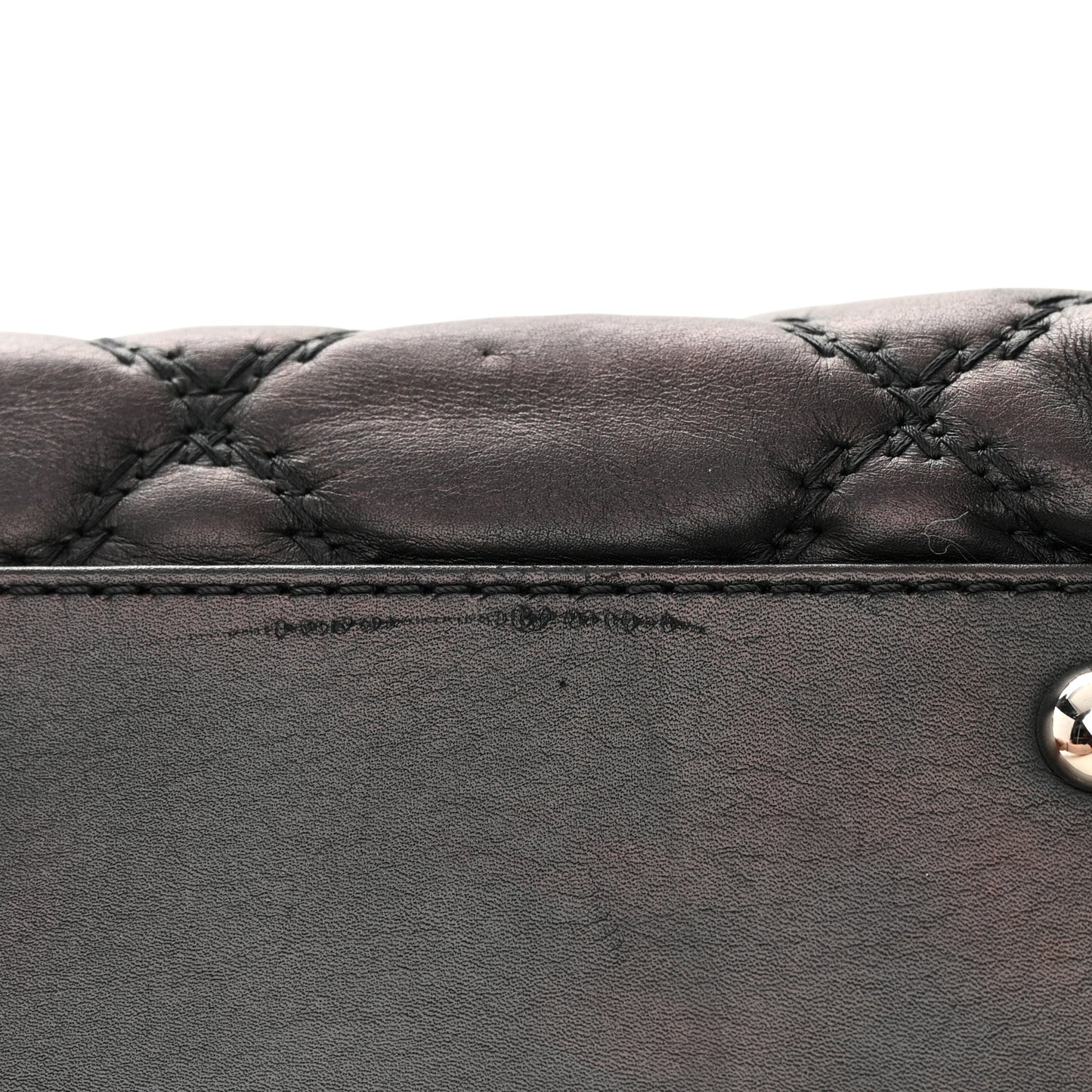 Calfskin Double Stitch Large Hamptons Flap Bag Black