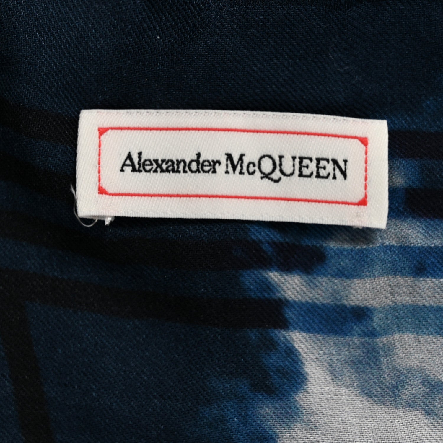 Alexander McQueen Silk Daybreak Biker Skull Print Scarf Blue White 2 of 4