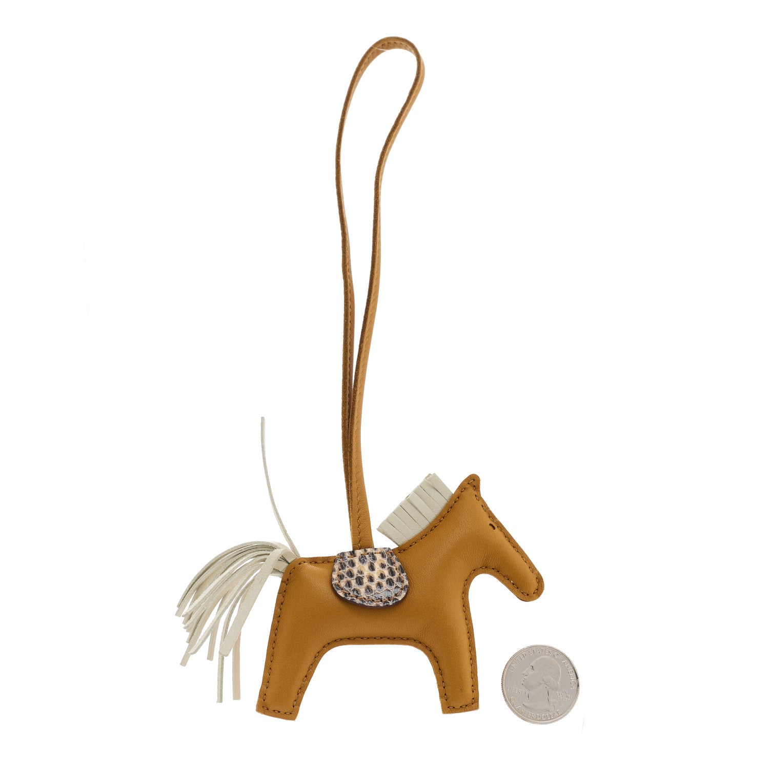 Hermes Milo Lambskin Lizard Touch Grigri Rodeo Horse Bag Charm PM Sesame Craie Desert 2 of 4