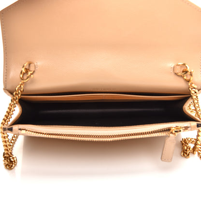 Saint Laurent Grain De Poudre Matelasse Chevron Monogram Envelope Chain Wallet Nude Powder 5 of 9