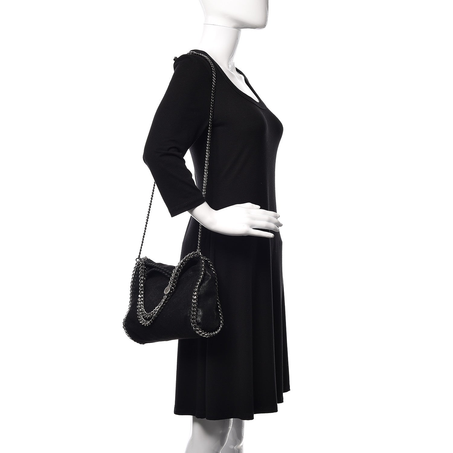 Stella McCartney Shaggy Deer Mini Falabella Fold Over Tote Black 2 of 9