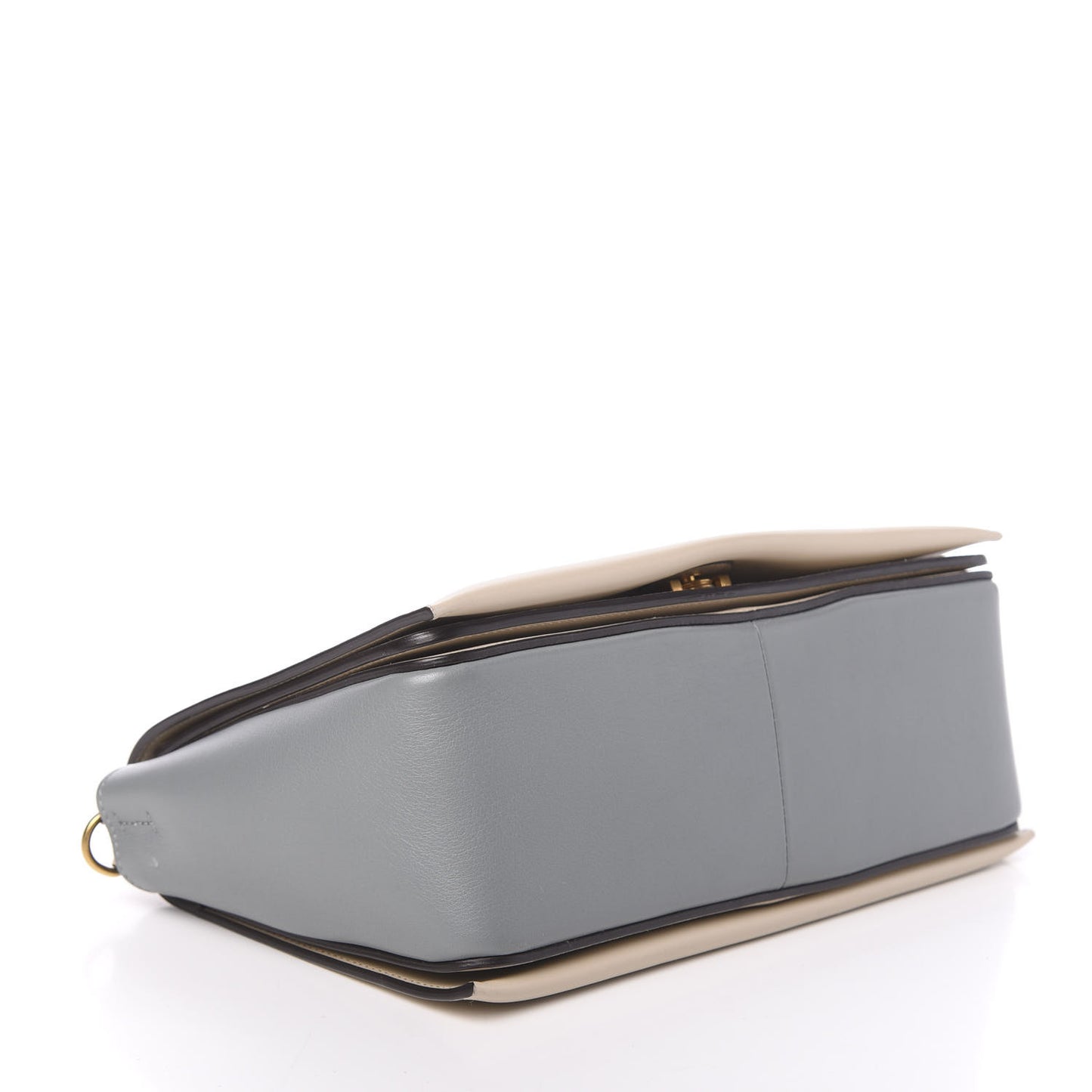 Shiny Smooth Calfskin Medium Frame Shoulder Bag Grege Storm