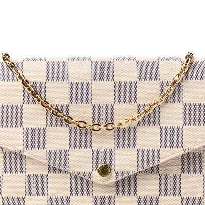 Louis Vuitton Damier Azur Pochette Felicie Chain Wallet Rose Ballerine 15 of 16