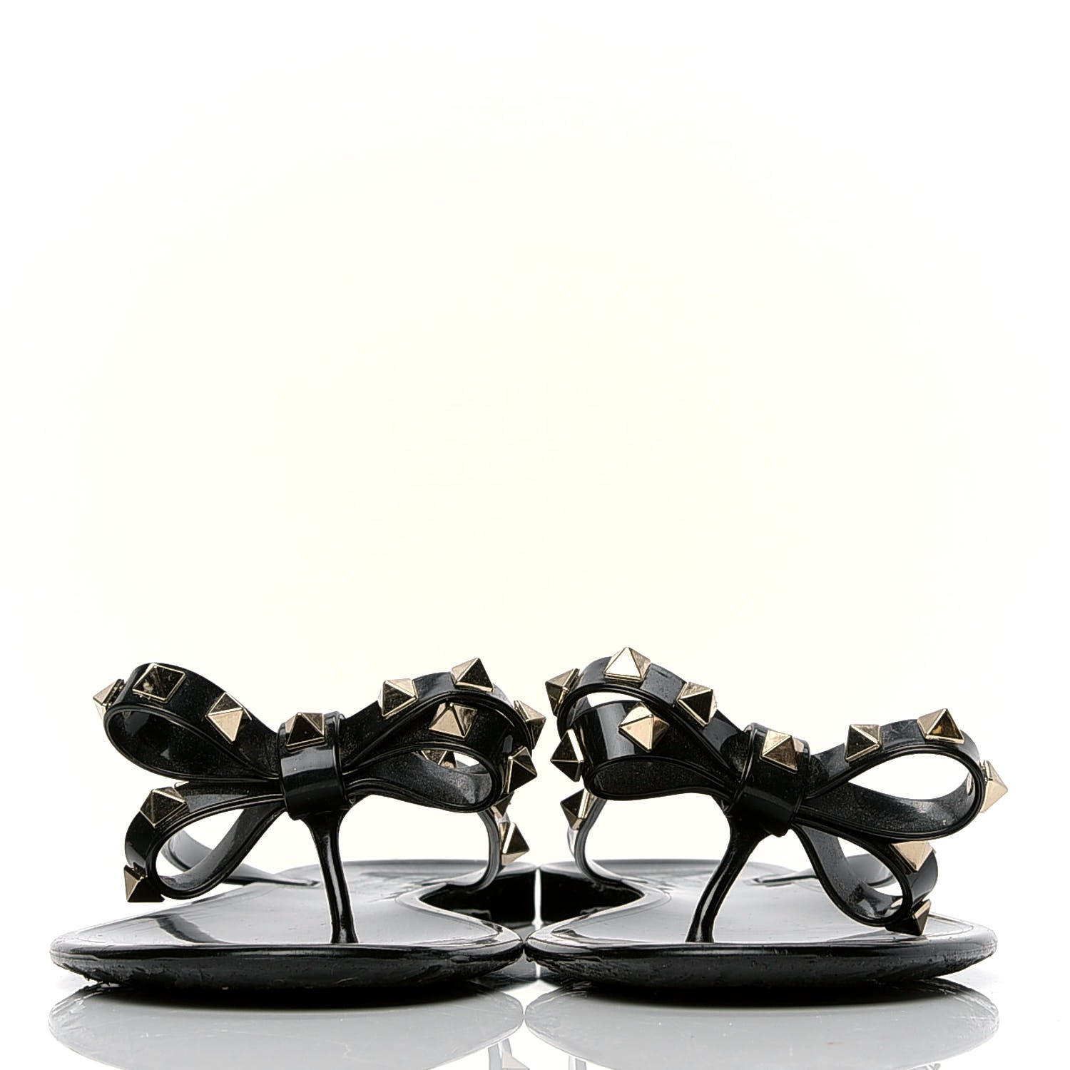 Valentino Garavani PVC Jelly Rockstud Bow Thong Sandals 40 Black 2 of 4