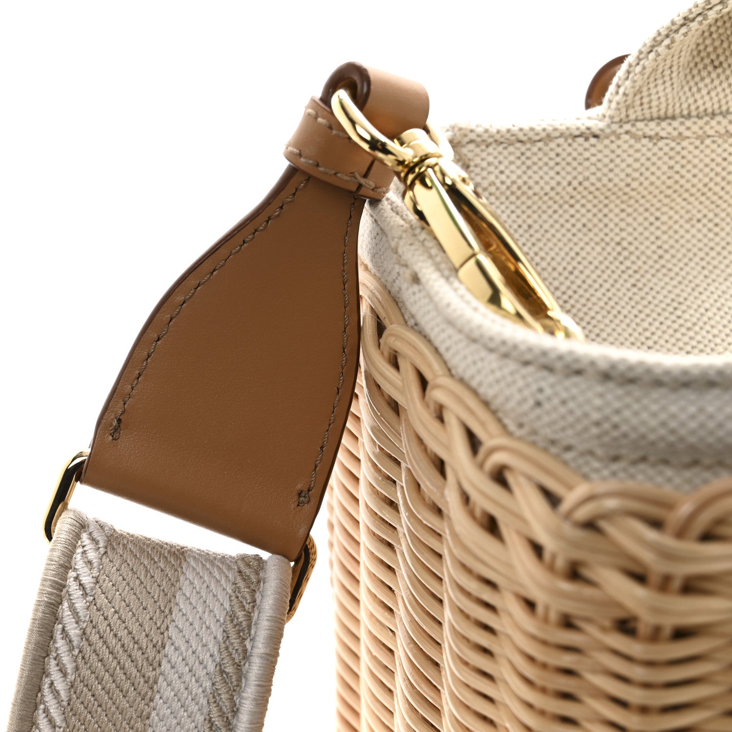 Prada Canvas Wicker Shoulder Bag White 11 of 11