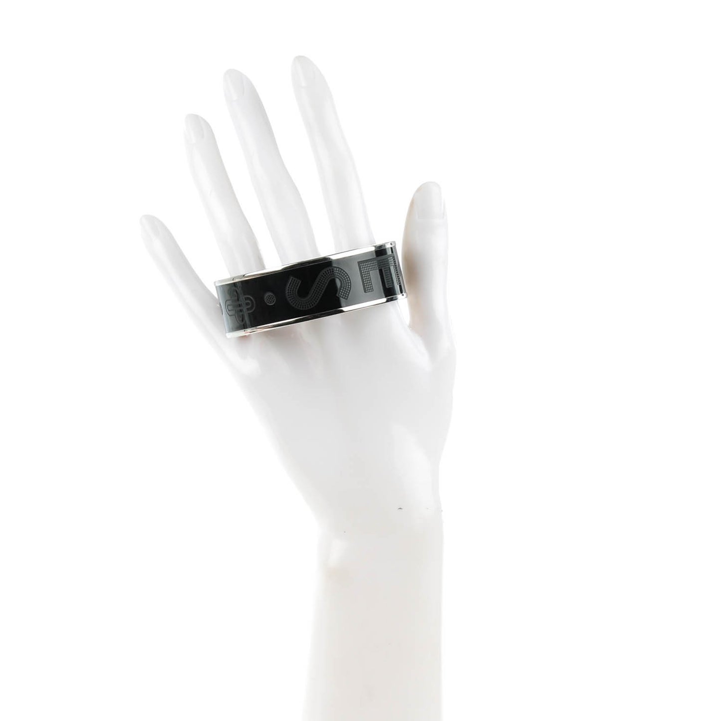 Enamel Wide Printed Sellier Bracelet 65 Black